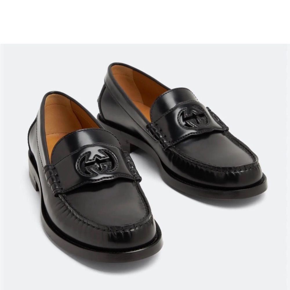 Gucci Millennial Ribot - Glossy Black Leather Slip-Ons